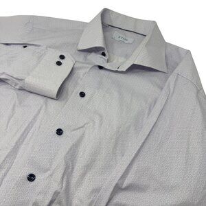 ETON Contemporary Dress Shirt Size XL(44) Men's Long Sleeves Geometric Pattern